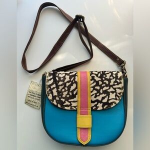 NEW Folklore Couture Leather Mixed Media Crossbody Bag